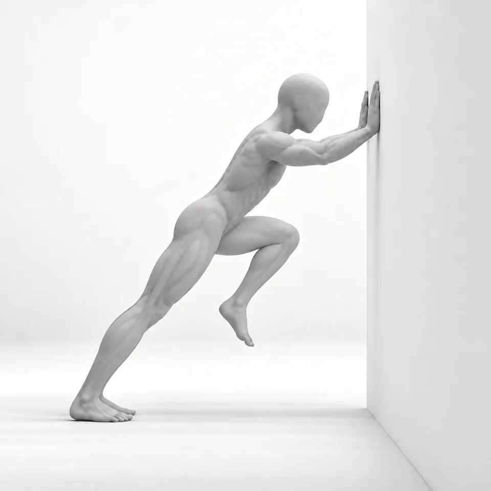Single-leg calf raise with opposite knee raised. Position 1 of 2