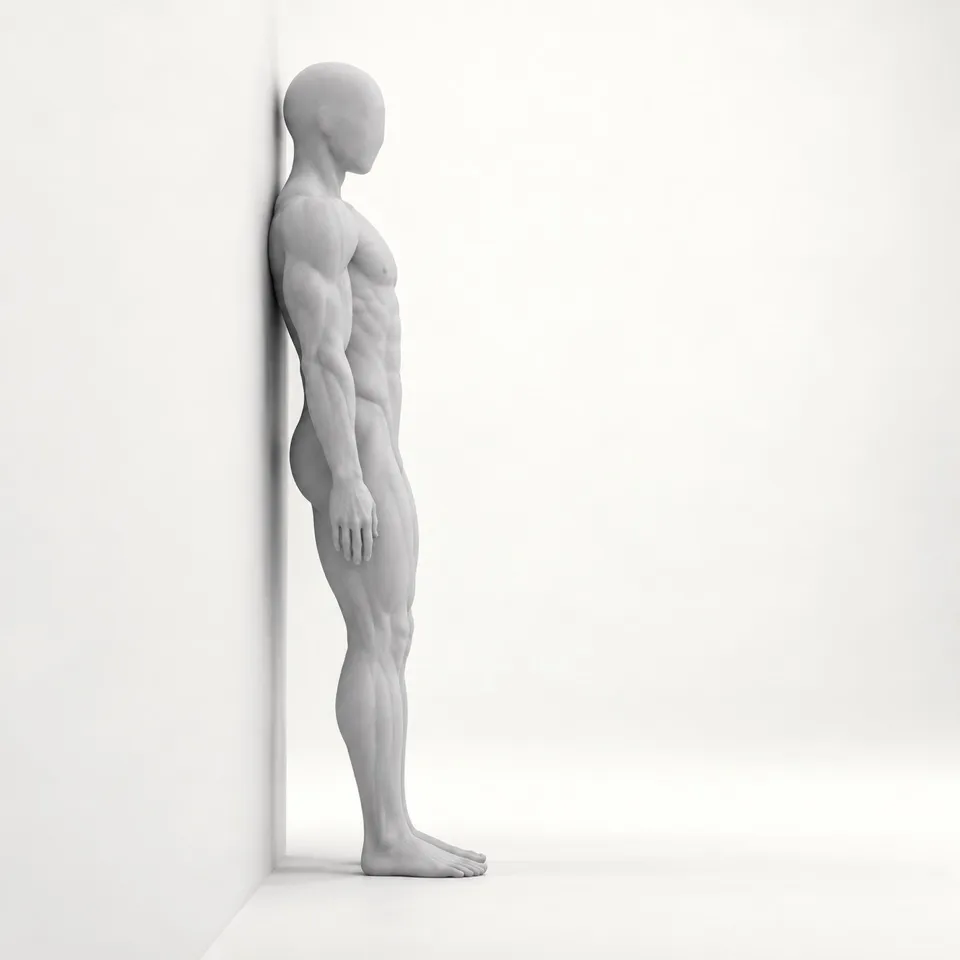 Wall-supported toe raises. Position 1 of 2