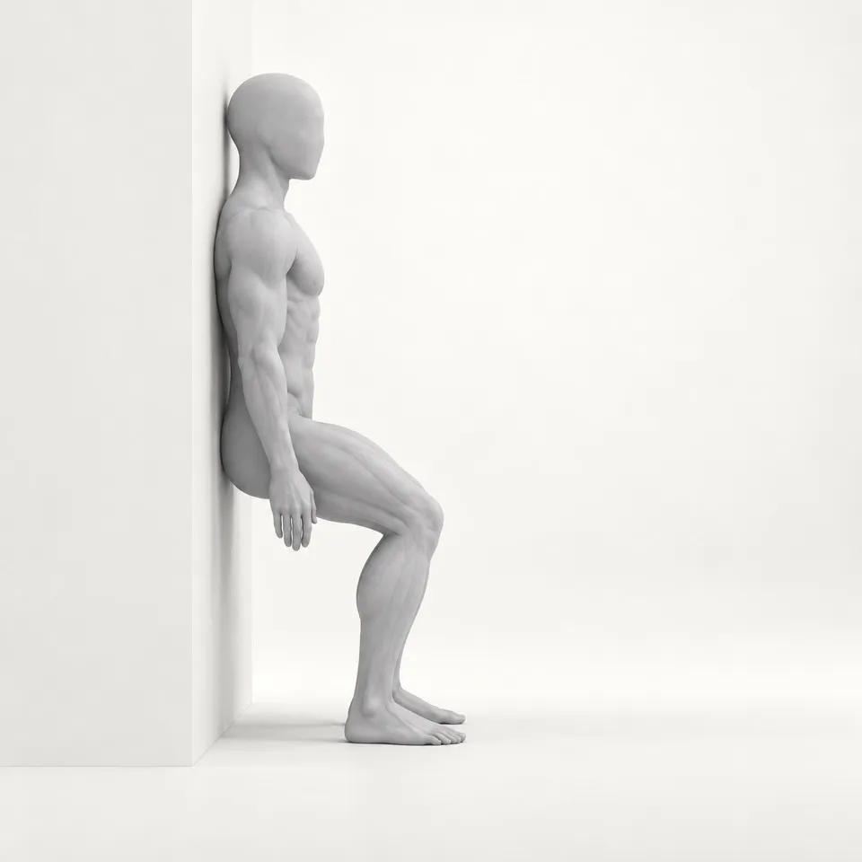Wall-supported knee extension. Position 1 of 2