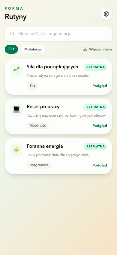 Biblioteka Forma z bezpłatnymi rutynami startowymi